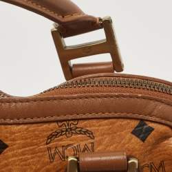 MCM Cognac Visetos Coated Canvas and Leather Satchel