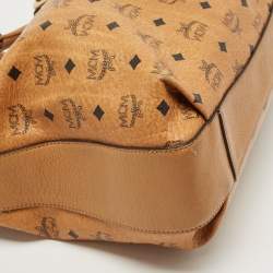 MCM Brown Cognac Visetos Coated Canvas Drawstring Bucket Bag