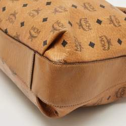 MCM Brown Cognac Visetos Coated Canvas Drawstring Bucket Bag