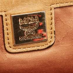 MCM Brown Cognac Visetos Coated Canvas Drawstring Bucket Bag