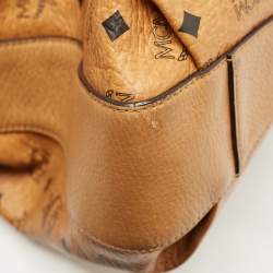 MCM Brown Cognac Visetos Coated Canvas Drawstring Bucket Bag