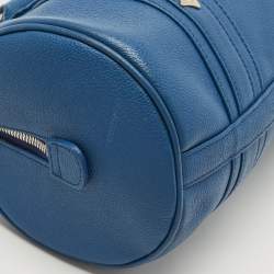 Pre Owned MCM Blue Leather Logo Boston Bag
