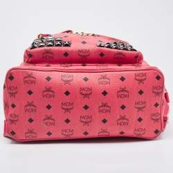 MCM Pink Visetos Coated Canvas and Leather Studs Backpack
