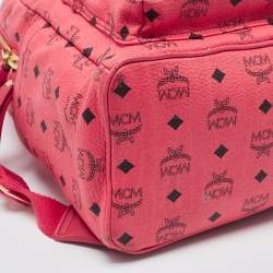 MCM Pink Visetos Coated Canvas and Leather Studs Backpack