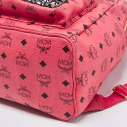MCM Pink Visetos Coated Canvas and Leather Studs Backpack
