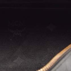MCM Black Leather Embellished Boston Bag