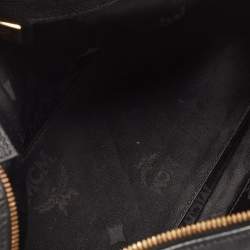 MCM Black Leather Embellished Boston Bag