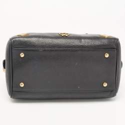 MCM Black Leather Embellished Boston Bag