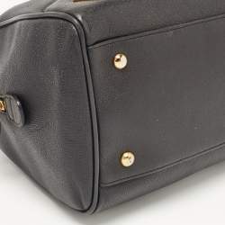 MCM Black Leather Embellished Boston Bag