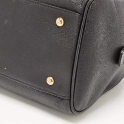MCM Black Leather Embellished Boston Bag