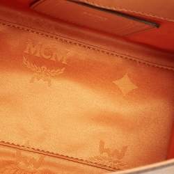 MCM Cognac Visetos Coated Canvas Heritage Top Handle Bag