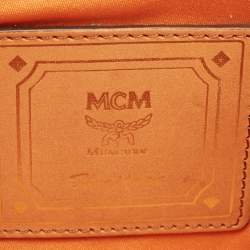 MCM Cognac Visetos Coated Canvas Heritage Top Handle Bag