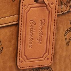 MCM Cognac Visetos Coated Canvas Heritage Top Handle Bag