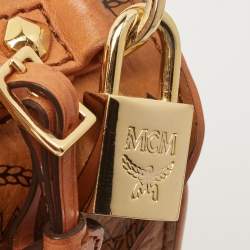 MCM Cognac Visetos Coated Canvas Heritage Top Handle Bag