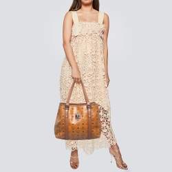 MCM Tan Visetos Coated Canvas and Leather Shopper Tote