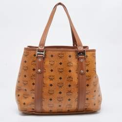 MCM Tan Visetos Coated Canvas and Leather Shopper Tote