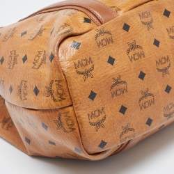 MCM Tan Visetos Coated Canvas and Leather Shopper Tote