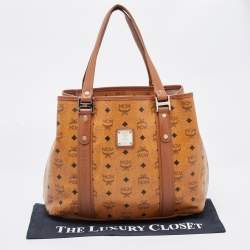 MCM Tan Visetos Coated Canvas and Leather Shopper Tote