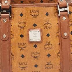 MCM Tan Visetos Coated Canvas and Leather Shopper Tote