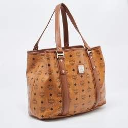 MCM Tan Visetos Coated Canvas and Leather Shopper Tote