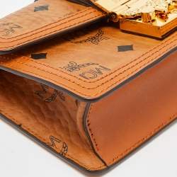 MCM Cognac Visetos Coated Canvas and Leather Mini Rabbit Crossbody Bag
