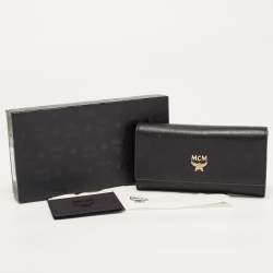 MCM Black Leather Milla Long Trifold Continental Wallet