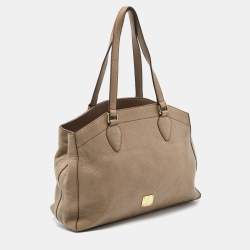 MCM Taupe Leather Shoulder Bag