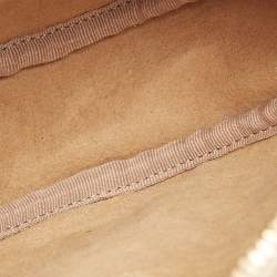 Pre Owned MCM Beige/Gold Lurex Fabric and Laminated Leather Round Crossbody Bag
