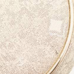 Pre Owned MCM Beige/Gold Lurex Fabric and Laminated Leather Round Crossbody Bag