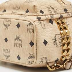 Pre Owned MCM Beige Visetos Coated Canvas and Leather Mini Studded Stark-Bebe Boo Backpack