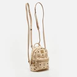 Pre Owned MCM Beige Visetos Coated Canvas and Leather Mini Studded Stark-Bebe Boo Backpack