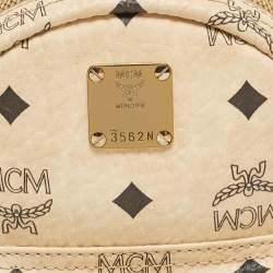 Pre Owned MCM Beige Visetos Coated Canvas and Leather Mini Studded Stark-Bebe Boo Backpack