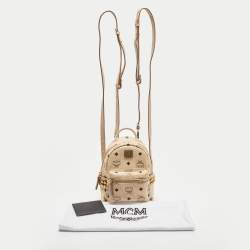 Pre Owned MCM Beige Visetos Coated Canvas and Leather Mini Studded Stark-Bebe Boo Backpack