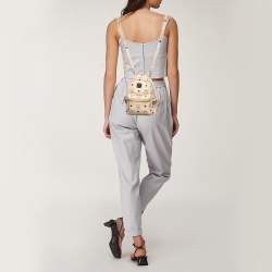 Pre Owned MCM Beige Visetos Coated Canvas and Leather Mini Studded Stark-Bebe Boo Backpack