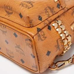 MCM Cognac Visetos Coated Canvas and Leather Mini Studded Stark-Bebe Boo Backpack