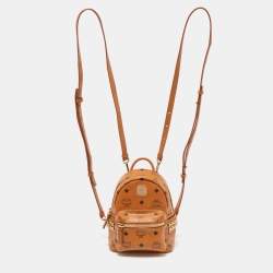 MCM mini Boston Bag Handbag Vicetos PVC leather Brown USED from Japan free  ship