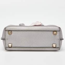 Pre Owned MCM Silver Leather Mini Milla Tote