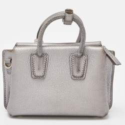 Pre Owned MCM Silver Leather Mini Milla Tote