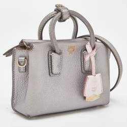 Pre Owned MCM Silver Leather Mini Milla Tote