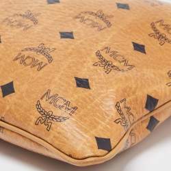 MCM Cognac Visetos Coated Canvas Zip Top Strap Pouch