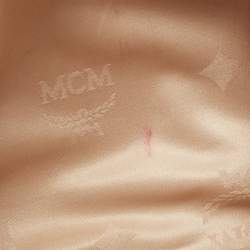 MCM Cognac Visetos Coated Canvas Zip Top Strap Pouch