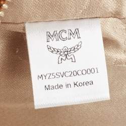 MCM Cognac Visetos Coated Canvas Zip Top Strap Pouch