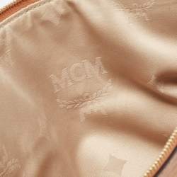 MCM Cognac Visetos Coated Canvas Zip Top Strap Pouch