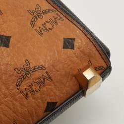 MCM Black/Cognac Visetos Leather Mini Corina Top Handle Bag