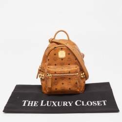 MCM Tan Visetos Coated Canvas and Leather Mini Studded Stark-Bebe Boo Backpack