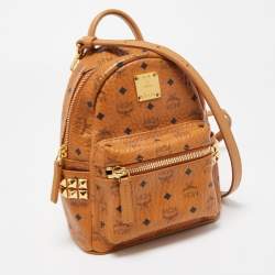 MCM Tan Visetos Coated Canvas and Leather Mini Studded Stark-Bebe Boo Backpack