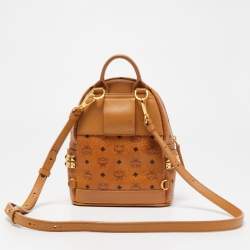 MCM Tan Visetos Coated Canvas and Leather Mini Studded Stark-Bebe Boo Backpack