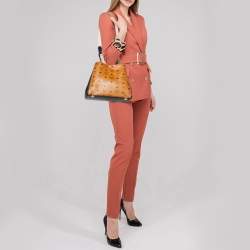 MCM Cognac/Black Visetos Coated Canvas and Leather Corina Tote