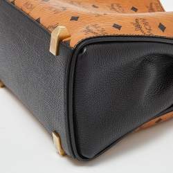 MCM Cognac/Black Visetos Coated Canvas and Leather Corina Tote