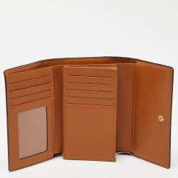 MCM Cognac/Black Visetos Coated Canvas and Leather Flap Trifold Wallet
